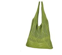 DSFIHJO Borsa da Spiaggia Borsa a tracolla da donna in tessuto dal design cavo alla moda a viaggio estiva di grande capacità lavorata a maglia per le Vacanze(Green)