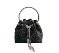DSFIHJO Borsa strass Strass Pochette da sera Borsa donna a secchiello Diamanti Spalla in cristallo lucido Pochette eleganti da cerimonia(Black)