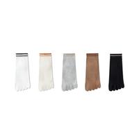 DSFIHJO Calze Con Dita 4/5 paia di calzini da donna in cotone a cinque dita, anti-odore, a righe, traspiranti, a metà polpaccio, con divise, for sport, yoga e pilates per lo Sport(5 Pairs Multi 03)