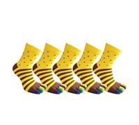 DSFIHJO Calze Con Dita 5 paia di calzini corti da uomo a dita, in cotone spesso a righe, colorati, for feste, abiti lavoro, con punta e divertenti allegri per lo Sport(Yellow)