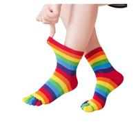 DSFIHJO Calze Con Dita Calzini arcobaleno con dita divise da donna, ragazza, a righe colorate, a 5, in cotone, dai colori vivaci, for giovani e allegri calzini dei piedi per lo Sport(Mid socks)