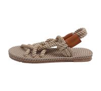 DSFIHJO Ciabatte Paglia Donna Sandali vintage da donna, con punta aperta, in corda color arcobaleno, fatti a mano, con cinturino incrociato, scarpe di paglia(Beige,37)
