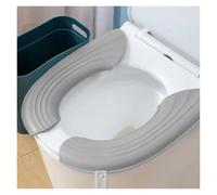DSFIHJO Cuscino per Sedile WC 2 Paia Copriwater Impermeabile Tappetino Closestool Lavabile Accessori Bagno Colore Puro Morbido Cuscino Universale for Sedile WC(Light Grey)