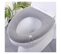 DSFIHJO Cuscino per Sedile WC Copriwater for Sedile WC più Spessi, Morbidi e Caldi, in Tessuto Elasticizzato Lavabile(Light Grey)
