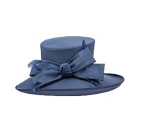 DSFIHJO Donne Fascinators Cappelli da sposa di lusso, cappelli formali for donna, sinamay con parte superiore piatta e piume, for il tè del pomeriggio(Blue)