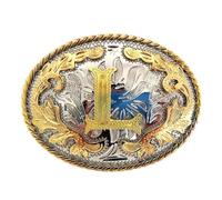 DSFIHJO Fibbia Cintura 2 pezzi Western 26 lettere iniziali ABC a Z Cowboys Rodeo Oro Argento Ovale Cowgirls Fibbia for cintura for uomo e donna(Color-L)