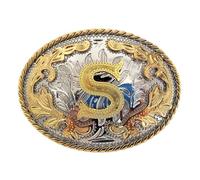 DSFIHJO Fibbia Cintura 2 pezzi Western 26 lettere iniziali ABC a Z Cowboys Rodeo Oro Argento Ovale Cowgirls Fibbia for cintura for uomo e donna(Color-S)
