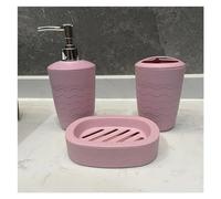 DSFIHJO Set di Dispenser di Sapone 3 Pezzi/Set Dispenser di Sapone portaspazzolino portasapone Bagno Completo Accessori for Il Set Bagno Porta Sapone e spazzolini(Pink)