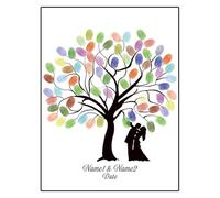 DSFVERVD Albero di Impronte digitali di Matrimonio Fingerprint DIY Tree | Sposa E Sposo Silhouette Libro Degli Ospiti Di Matrimonio Pittura(Color014,40x60cm)