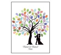DSFVERVD Albero di Impronte digitali di Matrimonio Fingerprint DIY Tree | Sposa E Sposo Silhouette Libro Degli Ospiti Di Matrimonio Pittura(Color05,30x40cm)