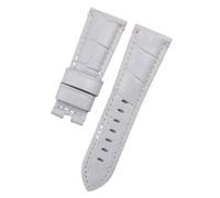 DSHDFJ 24 Mm 26 Mm Cinturino In Vera Pelle Di Bambù Compatibile Con Panerai PAM441 Fibbia Butterfly, Accessori, Silver Buckle