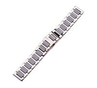 DSHDFJ Bracciale In Acciaio Inossidabile Con Maglie In Ceramica Centrale 16mm 18mm 20mm Uomo Donna Cinturino Cinturino Bianco Nero Cinturino In Metallo Con Doppia Chiusura A Scatto(Black,16mm)