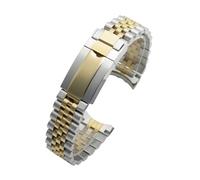 DSHDFJ Bracciale rigido in acciaio, compatibile con cinturino Rolex Oyster in acciaio inox, da uomo e da donna, 20 mm (argento oro)