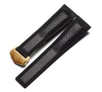 DSHDFJ Cinturino Compatible with Orologio In Vera Pelle Smerigliata Compatibile Con Tag Heuer Carrera Diving Monaco F1 Series Cinturino Traspirante 22mm(Black-gold)