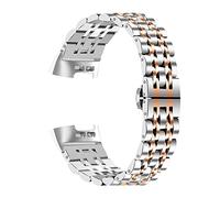DSHDFJ Cinturino in acciaio inox Compatibile con Fitbit Carica 4 3 2 Band Metal Seven-Beaks Bands Watchband Compatibile con la carica Fitbit 2 3/3 Se. Braccialetto Correa.(Silver rose gold)
