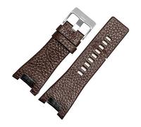 DSHDFJ Cinturino In Vera Pelle Da 32 Mm Compatibile Con For Orologio Diesel Compatible with DZ1216 DZ1273 DZ4246 DZ4247 DZ287 Cinturino Da Polso Morbido E Traspirante(BrownA silver buckle)