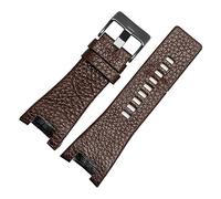 DSHDFJ Cinturino In Vera Pelle Da 32 Mm Compatibile Con For Orologio Diesel Compatible with DZ1216 DZ1273 DZ4246 DZ4247 DZ287 Cinturino Da Polso Morbido E Traspirante(BrownA black buckle)