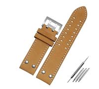 DSHDFJ Compatibile con cinturino in vera pelle da 22mm 22mm con orologio da campo Hamilton Khaki H760250 H77616533. Fibbia a bottone cinturino for orologio con cinturino(Khaki white silver,22mm)