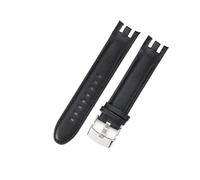 DSHDFJ Compatibile Con Swatch Yrs403 412 402 Con Strumento Nero Marrone Pelle Bovina Modello Coccodrillo Accessori Uomo Cinturini Biforcati Ad Arco Concavo 21mm(Black(PW)-Steel)