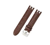 DSHDFJ Compatibile Con Swatch Yrs403 412 402 Con Strumento Nero Marrone Pelle Bovina Modello Coccodrillo Accessori Uomo Cinturini Biforcati Ad Arco Concavo 21mm(Brown(ZJ)-Steel)