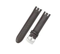 DSHDFJ Compatibile Con Swatch Yrs403 412 402 Con Strumento Nero Marrone Pelle Bovina Modello Coccodrillo Accessori Uomo Cinturini Biforcati Ad Arco Concavo 21mm(Brown(PW)-Steel)