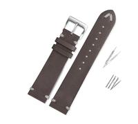 DSHDFJ Guardalieri compatibili con ORIS 65 Replica Guardia in pelle con cinturino da immersione serie di immersione in rame anello in bronzo corona retrò cinturino for cinturino in bandiera(Dark brown