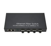 dsheng Ricetrasmettitore in Fibra, Switch in Fibra Ethernet SFP Fino a 120 Km Trasmissione Ottica 100-240 V a 4 Porte Efficiente per la Famiglia (Spina UE)