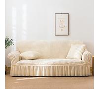 DSHUB Elegante copridivano Elasticizzato in Spandex 3D - Copridivano Elastico in Lattice a Bolle con Gonna per Un Posto a Sedere, Protezione Elegante in Cera Bianca