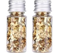 dshyuauoci 2 Bottiglie Foglia Oro, Oro 24K Vero Foglia Oro Decorazione per Torte Uso Decorazione Artigianale per Decorare Torte Vino Gelati Uso in Cucina