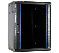DSIT 15HE - Armadio di rete (server), 19 pollici, montaggio a parete, con anta in vetro (LxPxA): 600 x 600 x 770 mm, colore: nero, portata 60 kg
