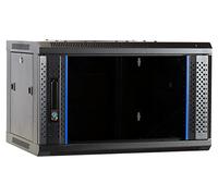 DSIT 4HE - Armadio di rete (server), montaggio a parete, 19 pollici, con porta in vetro (LxPxA): 600 x 600 x 280 mm, colore nero, con serratura, portata 60 kg, struttura robusta