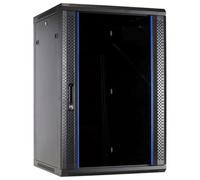 DSIT Armadietto da parete 27U con anta in vetro, 600 x 600 x 1400 cm (diametro x larghezza x altezza), colore nero, carico massimo 60 kg, serratura con chiave