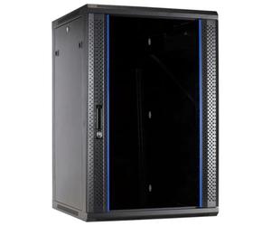 DSIT Armadietto da parete 27U con anta in vetro, 600 x 600 x 1400 cm (diametro x larghezza x altezza), colore nero, carico massimo 60 kg, serratura con chiave