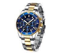 DSJMUY Orologio meccanico automatico da uomo cronografo in acciaio inox con data analogico al quarzo, orologio da uomo casual e alla moda, impermeabile e luminoso zaffiro cristallo