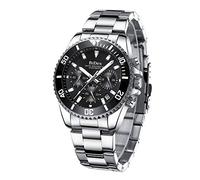 DSJMUY Orologio meccanico automatico da uomo cronografo in acciaio inox con data analogico al quarzo, orologio da uomo casual e alla moda, impermeabile e luminoso zaffiro cristallo