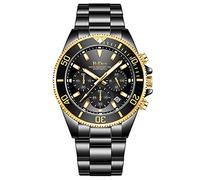 DSJMUY Orologio meccanico automatico da uomo cronografo in acciaio inox con data analogico al quarzo, orologio da uomo casual e alla moda, impermeabile e luminoso zaffiro cristallo