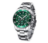 DSJMUY Orologio meccanico automatico da uomo cronografo in acciaio inox con data analogico al quarzo, orologio da uomo casual e alla moda, impermeabile e luminoso zaffiro cristallo