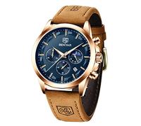 DSJMUY Orologio meccanico automatico da uomo, impermeabile, cronografo, luminoso, classico, casual, alla moda, cinturino in pelle, quadrante grande, analogico e resistente ai graffi, regalo alla moda