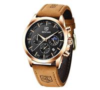 DSJMUY Orologio meccanico automatico da uomo, impermeabile, cronografo luminoso, classico, stile business, casual, cinturino in pelle, quadrante grande, datario, analogico e resistente ai graffi