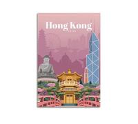 DSJXJZ City Travel China Hong Kong Paesaggio decorativo su tela poster da parete e decorazione moderna per camera da letto 60 x 90 cm