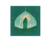 DSJXJZ Illustrazione religiosa islamica - stile Muhammad con petali, pittura decorativa da parete su tela e decorazione moderna per la camera da letto (70 x 70 cm)