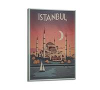 DSJXJZ Poster da parete su tela con moschea di Istanbul in stile vintage con città e viaggi, decorazione moderna per la camera da letto, 60 x 90 cm