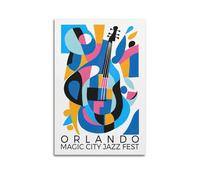 DSJXJZ Poster da parete su tela con motivo musicale jazz fest, motivo chitarra colorata, decorazione moderna per camera da letto, 60 x 90 cm
