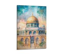 DSJXJZ Poster da parete su tela con motivo religioso ad acquerello, tema: moschea, architettura, decorazione moderna per la camera da letto, 20 x 30 cm