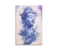 DSJXJZ Poster da parete su tela con stampa religiosa di Buddha, stile lavato, decorazione moderna per camera da letto, 60 x 90 cm