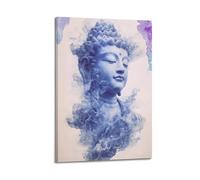 DSJXJZ Poster da parete su tela con stampa religiosa di Buddha, stile lavato, decorazione moderna per camera da letto, 60 x 90 cm