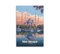 DSJXJZ Poster da parete su tela, motivo: moschea blu della Turchia, decorazione moderna per la camera da letto, 40 x 60 cm
