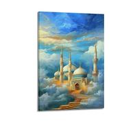 DSJXJZ Poster da parete su tela, motivo: moschea islamica religiosa, stile moschea tra le nuvole, decorazione moderna per camera da letto, 40 x 60 cm