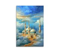 DSJXJZ Poster da parete su tela, motivo: moschea islamica religiosa, stile moschea tra le nuvole, decorazione moderna per camera da letto, 30 x 45 cm