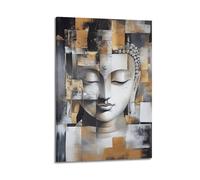 DSJXJZ Poster da parete su tela, stile collage religioso astratto, statua di Buddha, decorazione moderna per camera da letto, 60 x 90 cm